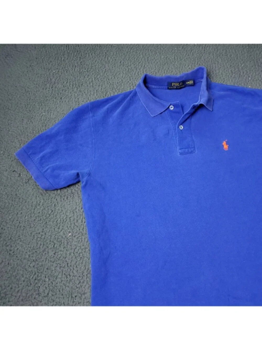Polo Ralph Lauren Faded Shirt Men Medium Blue Short Sleeve Blue Orange Pony y2k